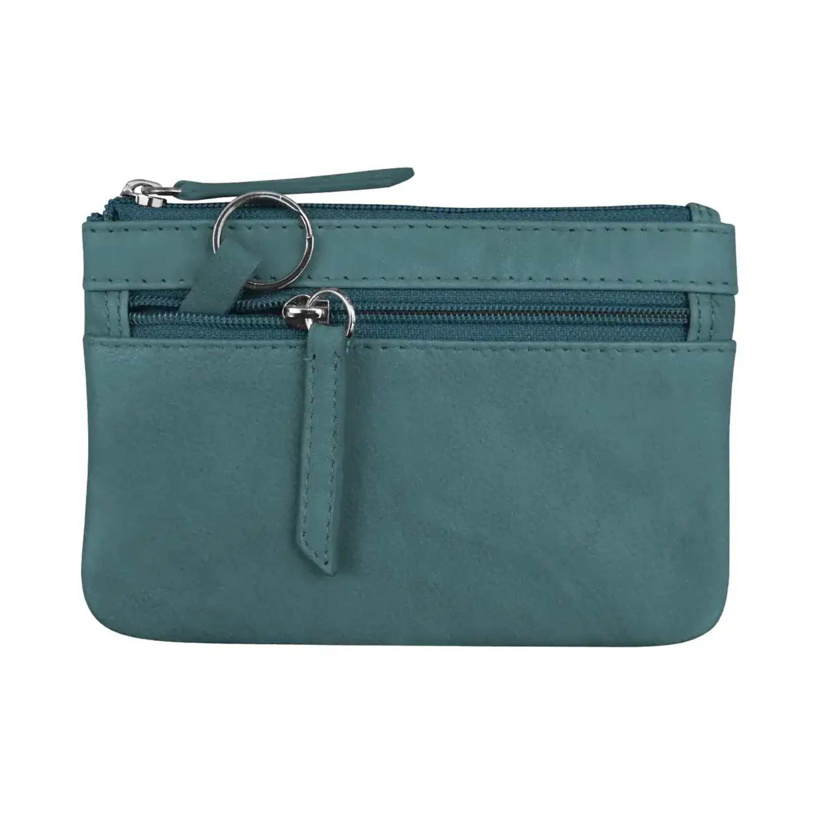 Leather Handbags and Accessories 6413 Jeans Blue - Coin Holder with Key Ring