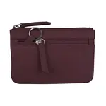 Leather Handbags and Accessories 6413 Eggplant - Coin Holder with Key Ring