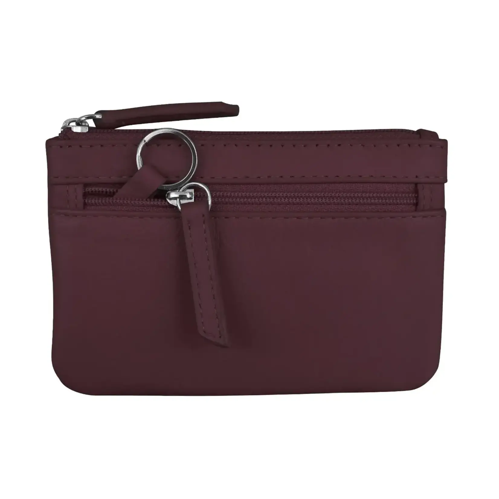 Leather Handbags and Accessories 6413 Eggplant - Coin Holder with Key Ring