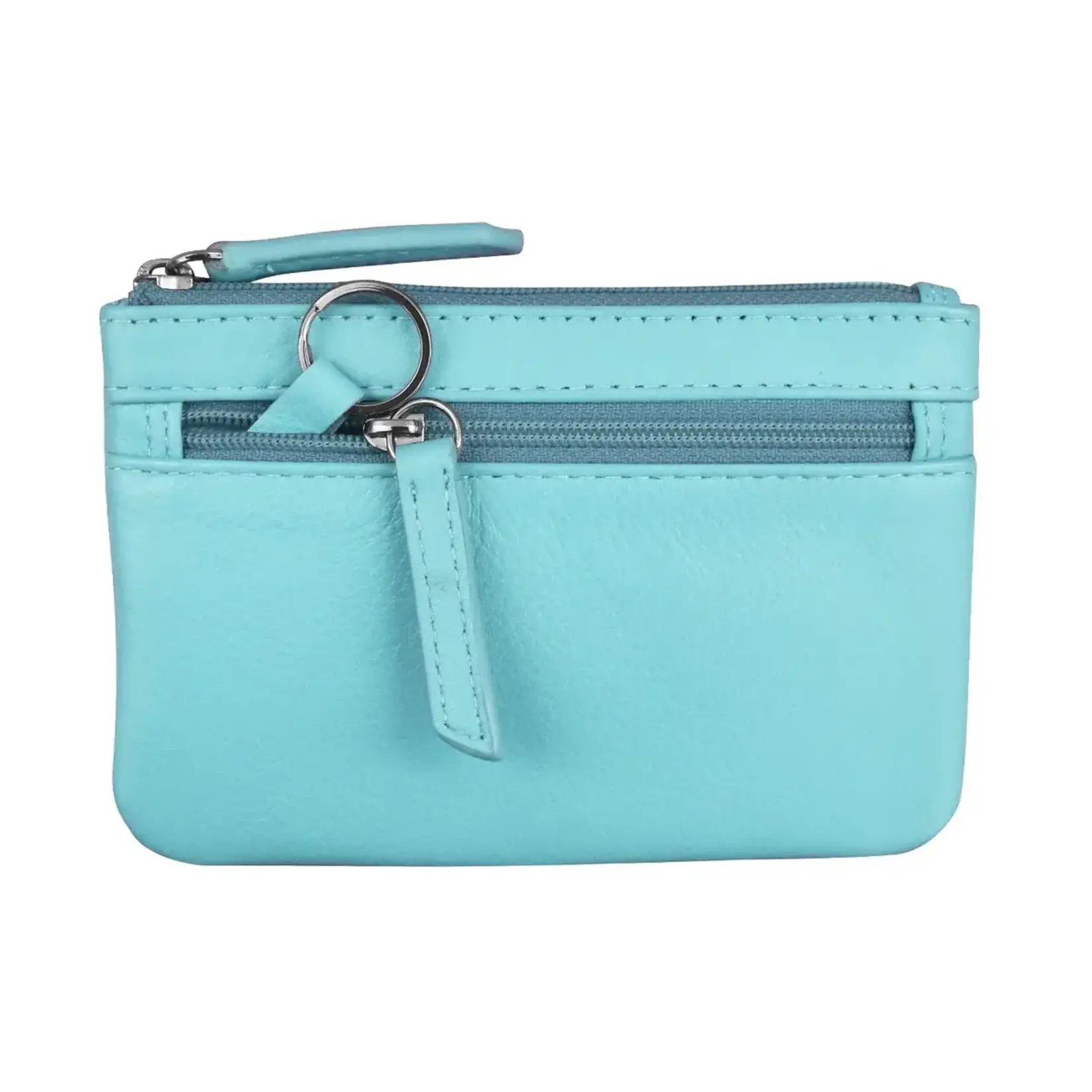 Leather Handbags and Accessories 6413 Aegean Blue - Coin Holder with Key Ring