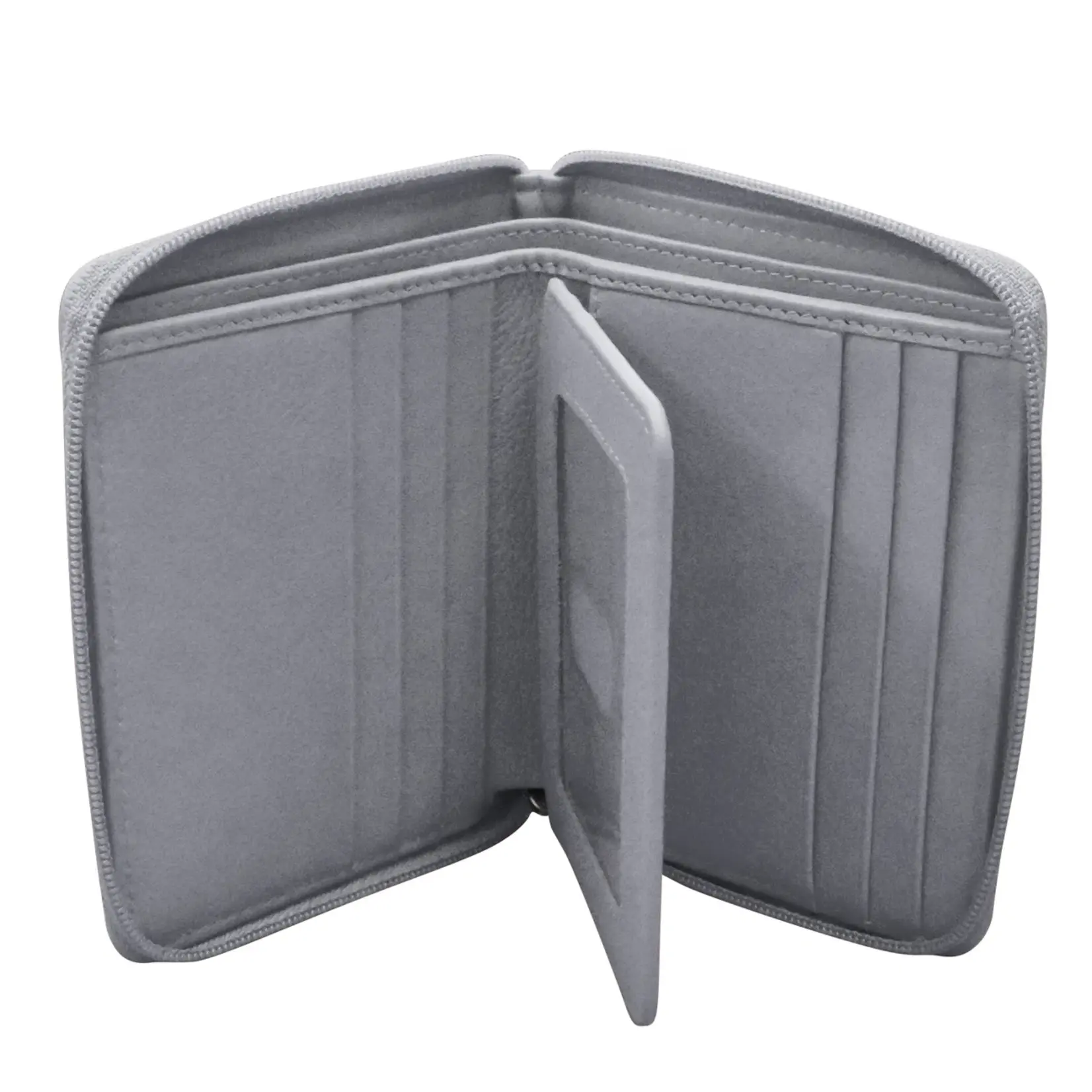 Leather Handbags and Accessories 7859 Cool Grey - RFID Zip Around Wallet