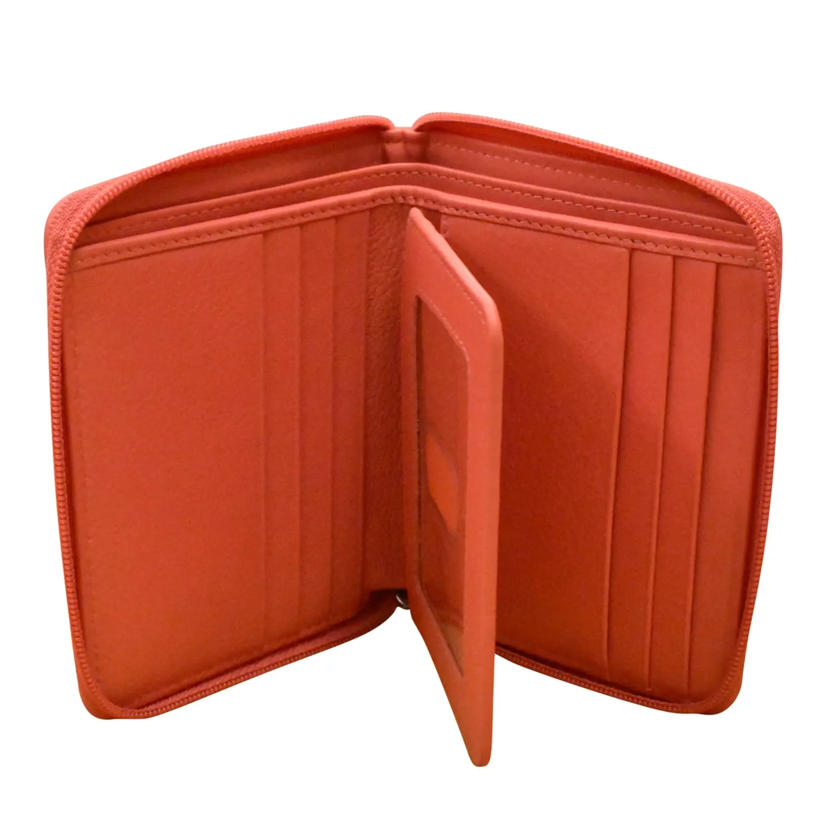 Leather Handbags and Accessories 7859 Coral - RFID Zip Around Wallet
