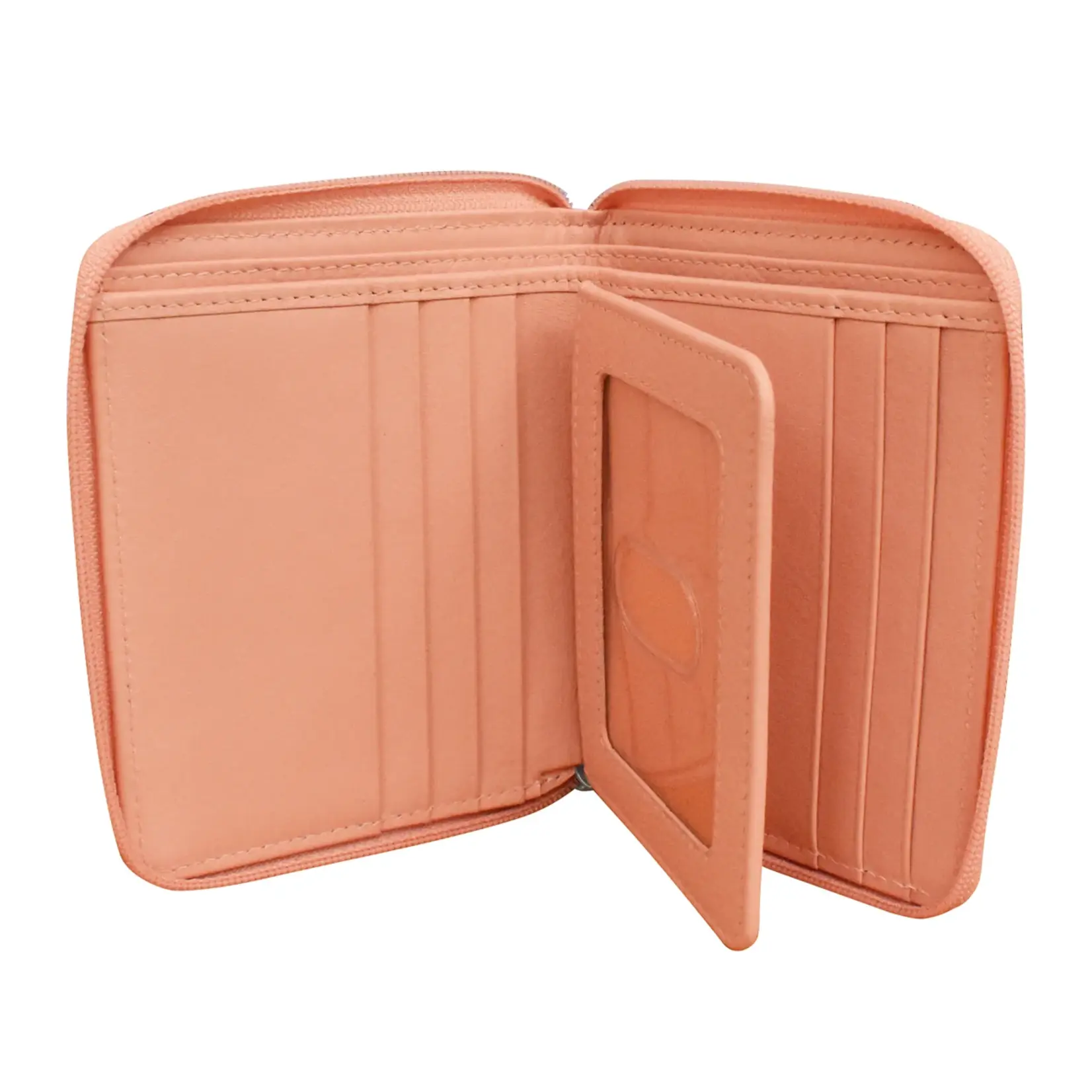 Leather Handbags and Accessories 7859 Peach - RFID Zip Around Wallet