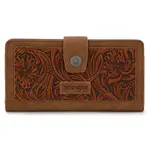 Wrangler WG339-W080BR - Brown - Wrangler Western Floral Tooled RFID Wallet