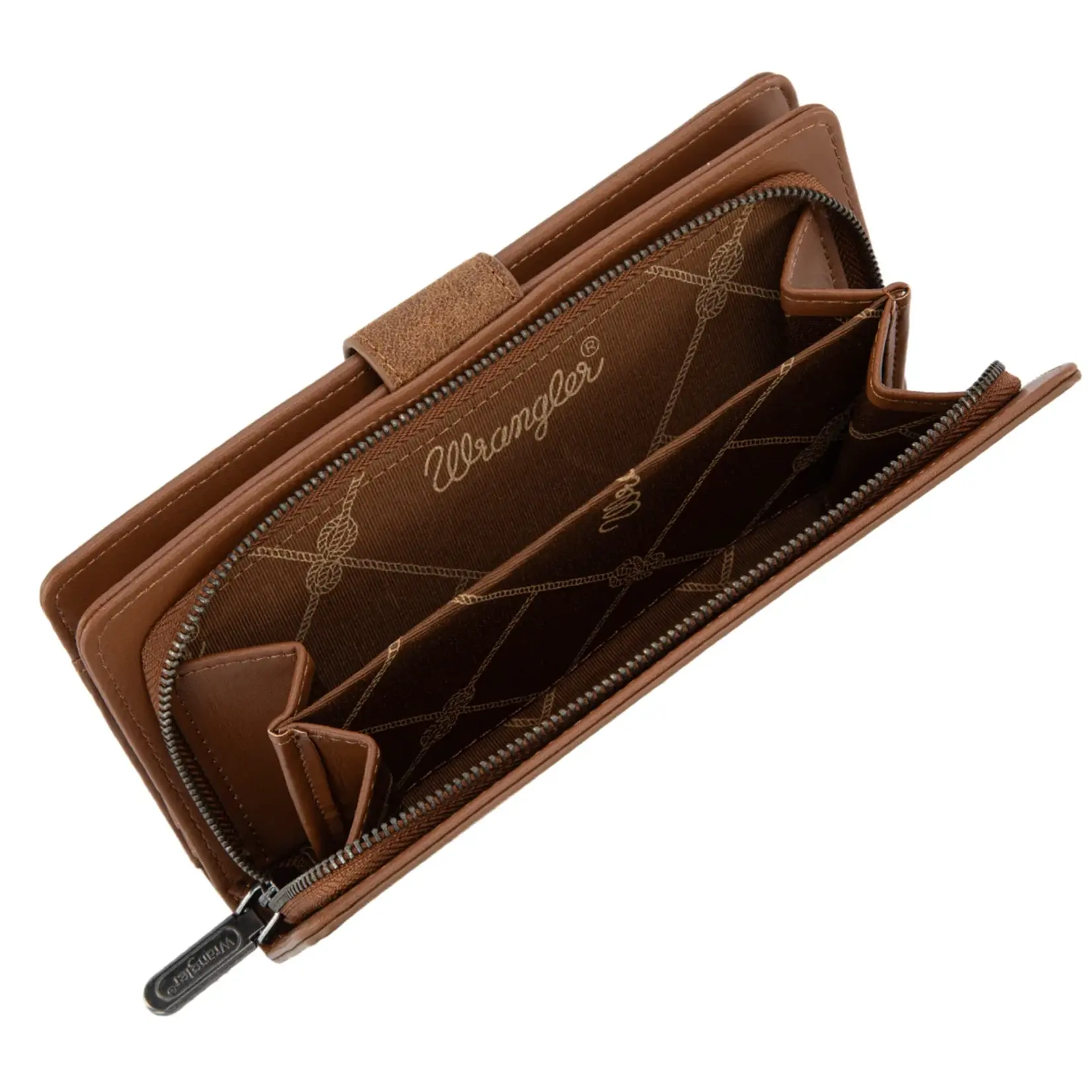 Wrangler WG339-W080BR - Brown - Wrangler Western Floral Tooled RFID Wallet