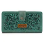 Wrangler WG339-W080TQ - Turquoise - Wrangler Western Floral Tooled RFID Wallet