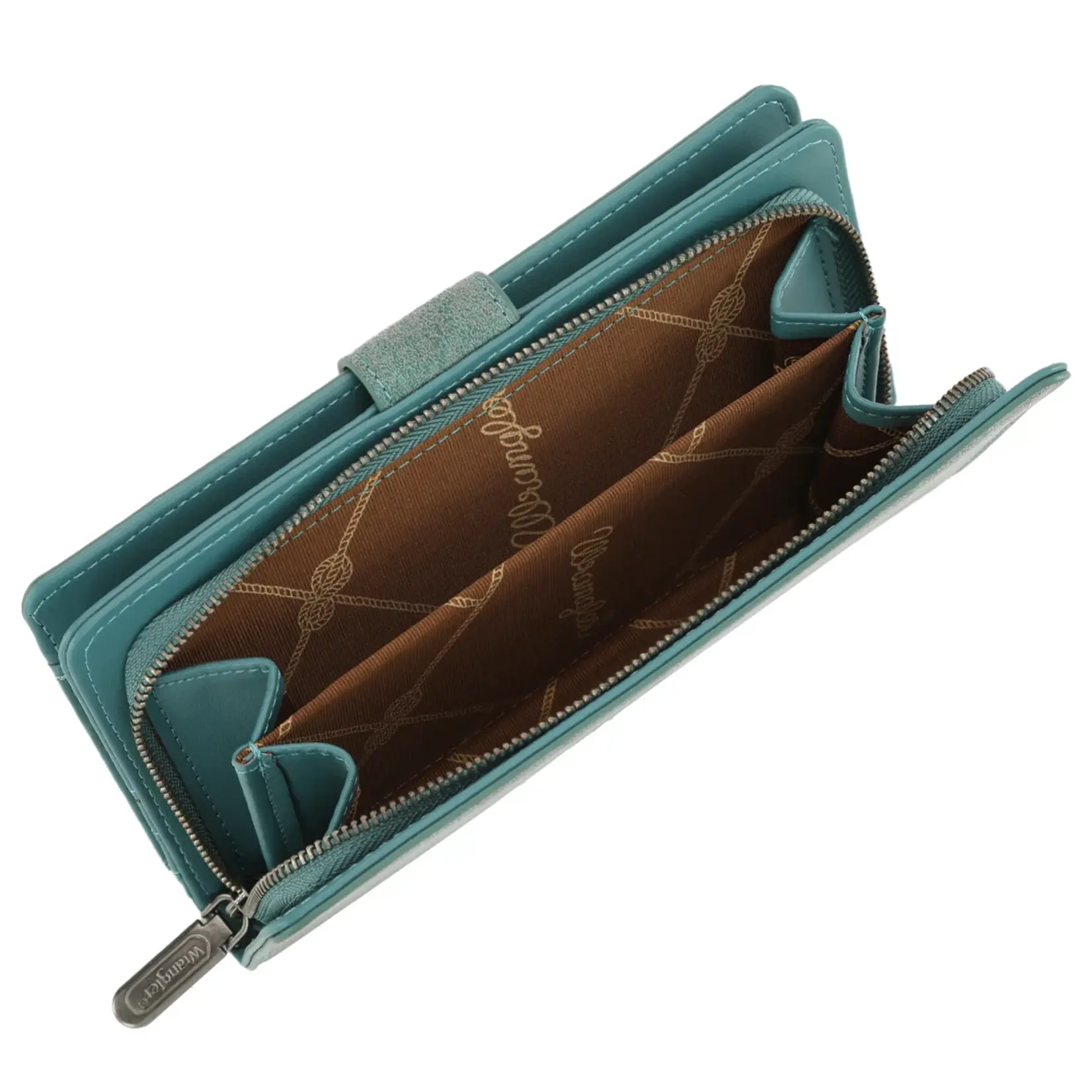 Wrangler WG339-W080TQ - Turquoise - Wrangler Western Floral Tooled RFID Wallet