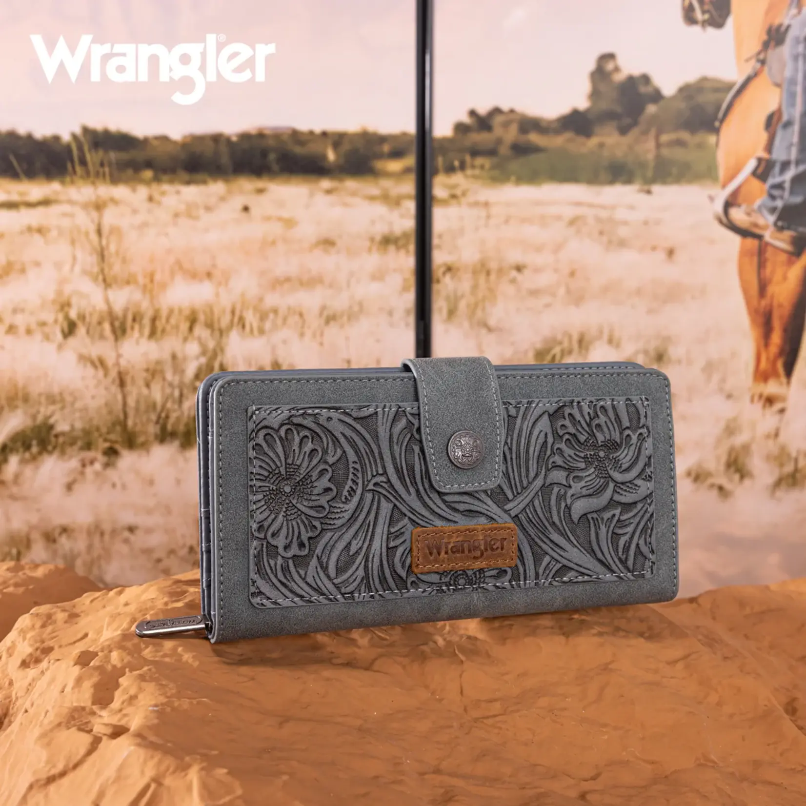 Wrangler WG339-W080JN - Jean - Wrangler Western Floral Tooled RFID Wallet