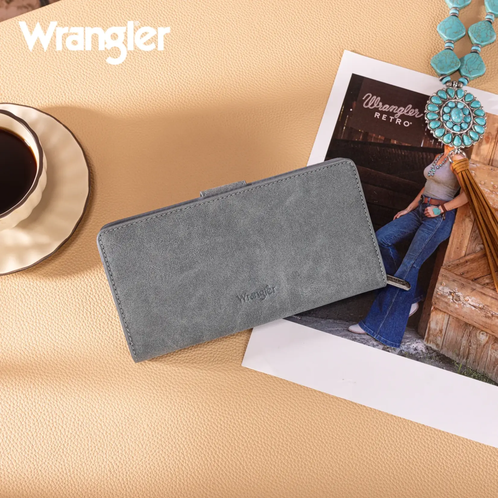 Wrangler WG339-W080JN - Jean - Wrangler Western Floral Tooled RFID Wallet
