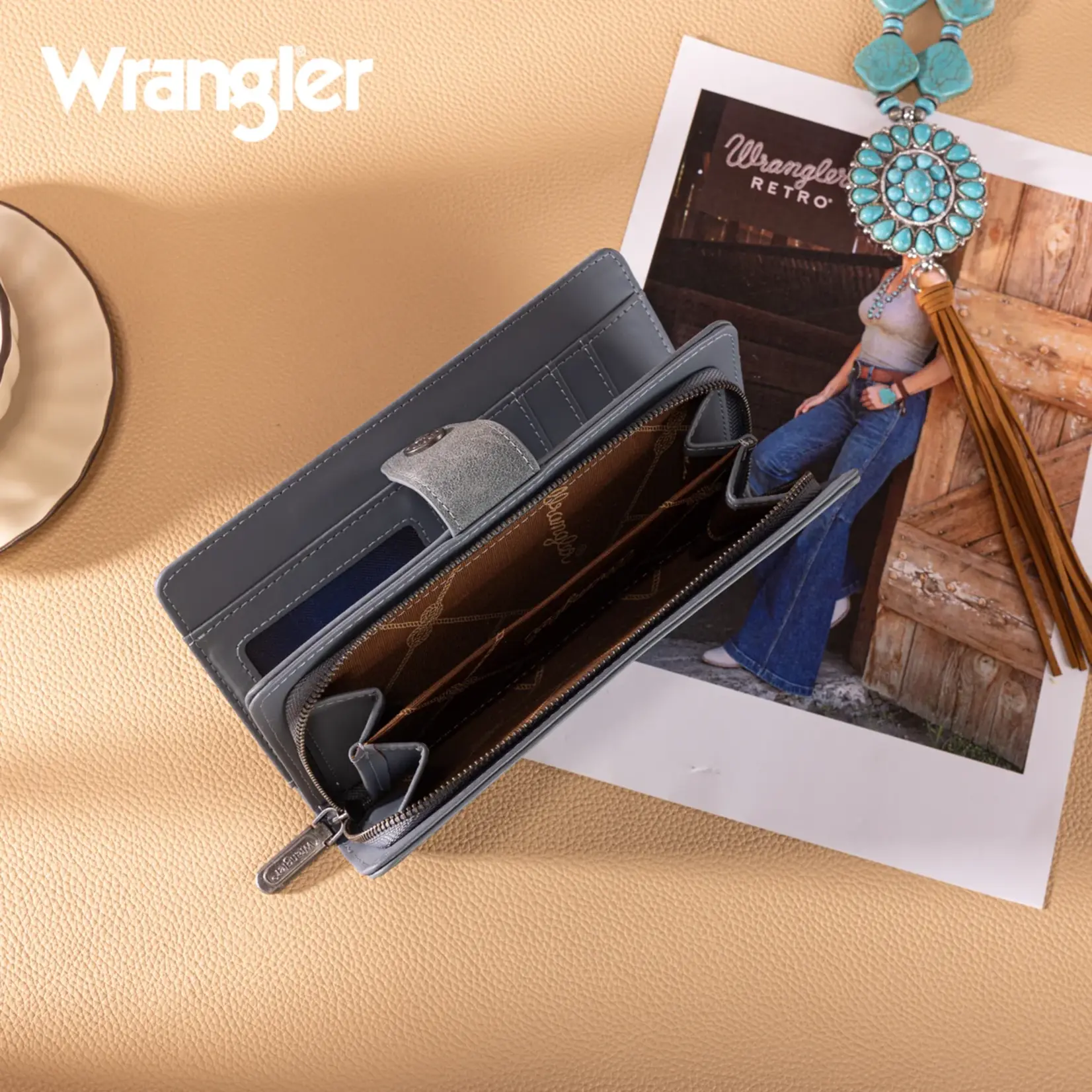Wrangler WG339-W080JN - Jean - Wrangler Western Floral Tooled RFID Wallet