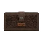 Wrangler WG339-W080CF - Coffee - Wrangler Western Floral Tooled RFID Wallet