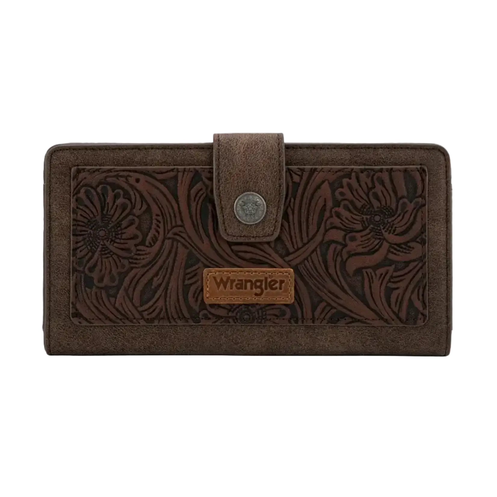Wrangler WG339-W080CF - Coffee - Wrangler Western Floral Tooled RFID Wallet