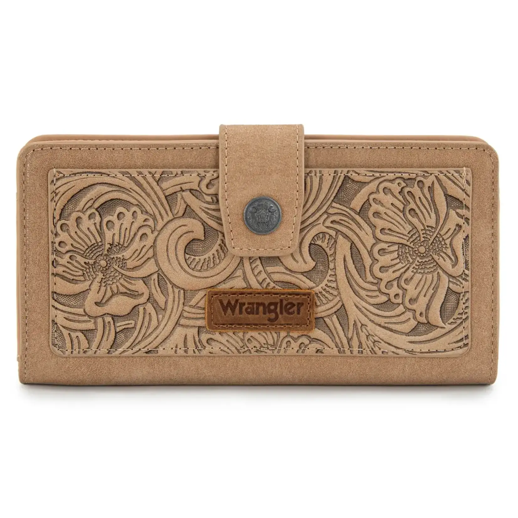Wrangler WG339-W080TN - Tan - Wrangler Western Floral Tooled RFID Wallet