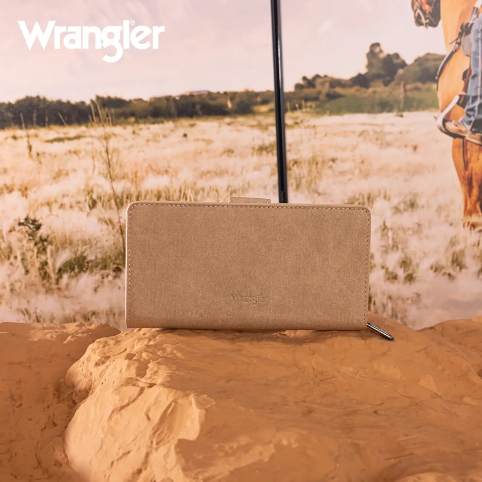 Wrangler WG339-W080TN - Tan - Wrangler Western Floral Tooled RFID Wallet