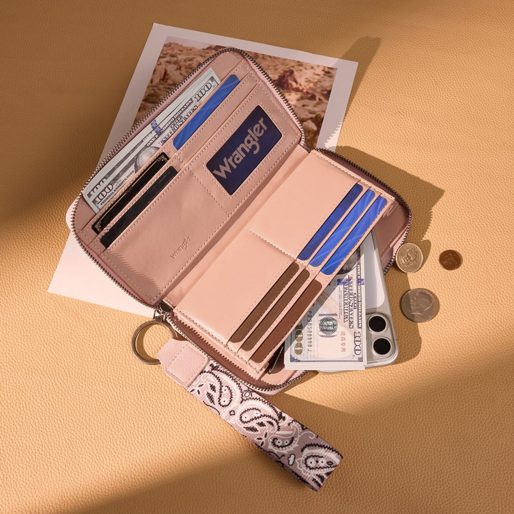 Wrangler WG331-W115PK - Pink - Wrangler Braided Paisley Bandana Wallet