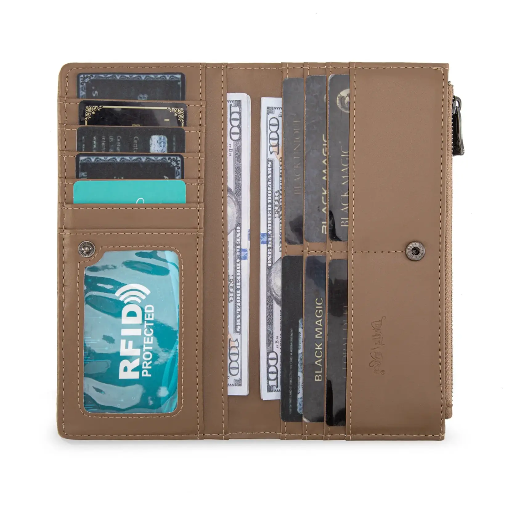 Trinity Ranch TR203-W2002KH - Khaki - Trinity Ranch Hair-On Cowhide Tooled Collection Wallet