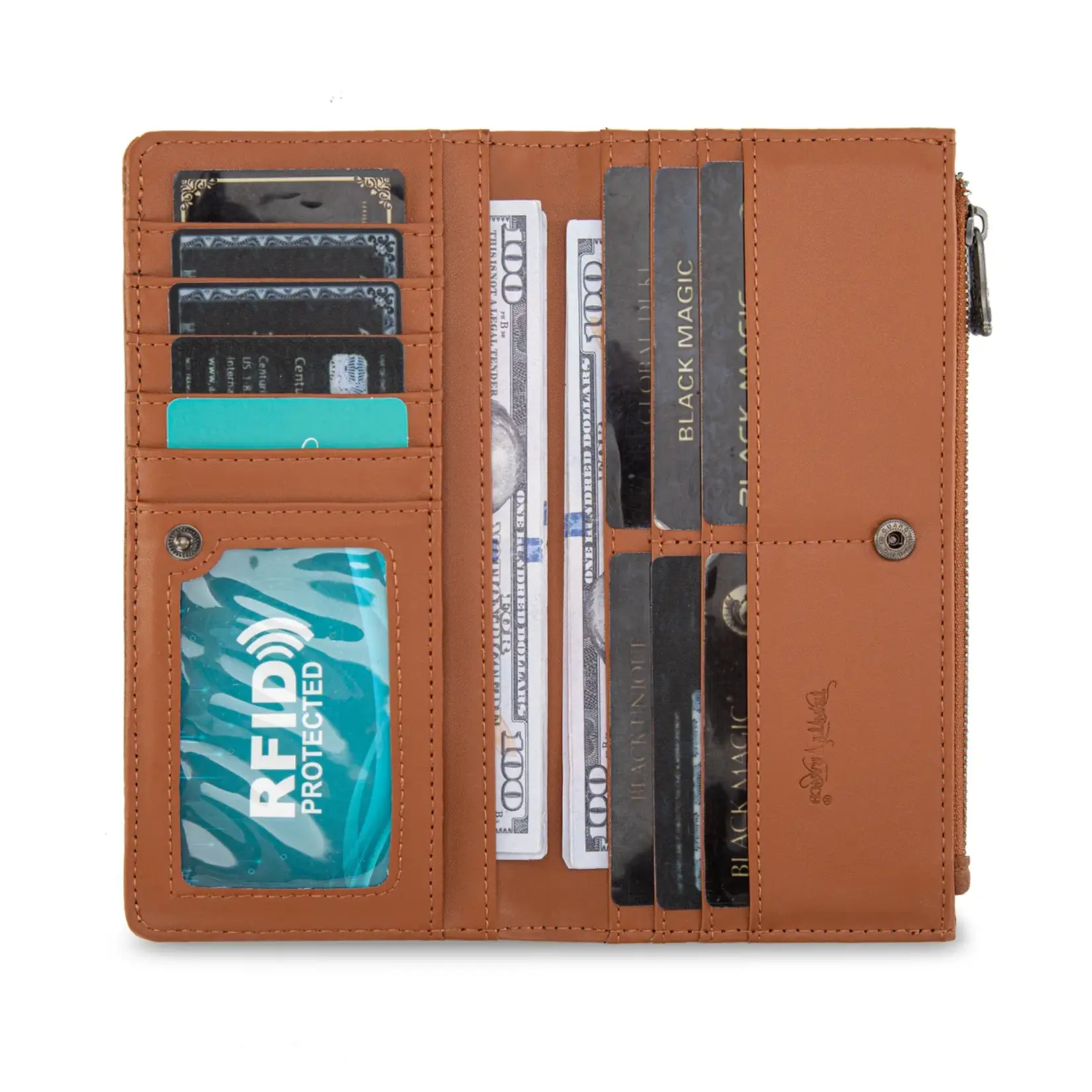 Trinity Ranch TR203-W2002BR - Brown - Trinity Ranch Hair-On Cowhide Tooled Collection Wallet