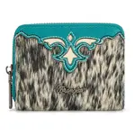 Wrangler WG322-W088TQ - Turquoise - Wrangler Genuine Hair-On Cowhide Zip-Around Wallet