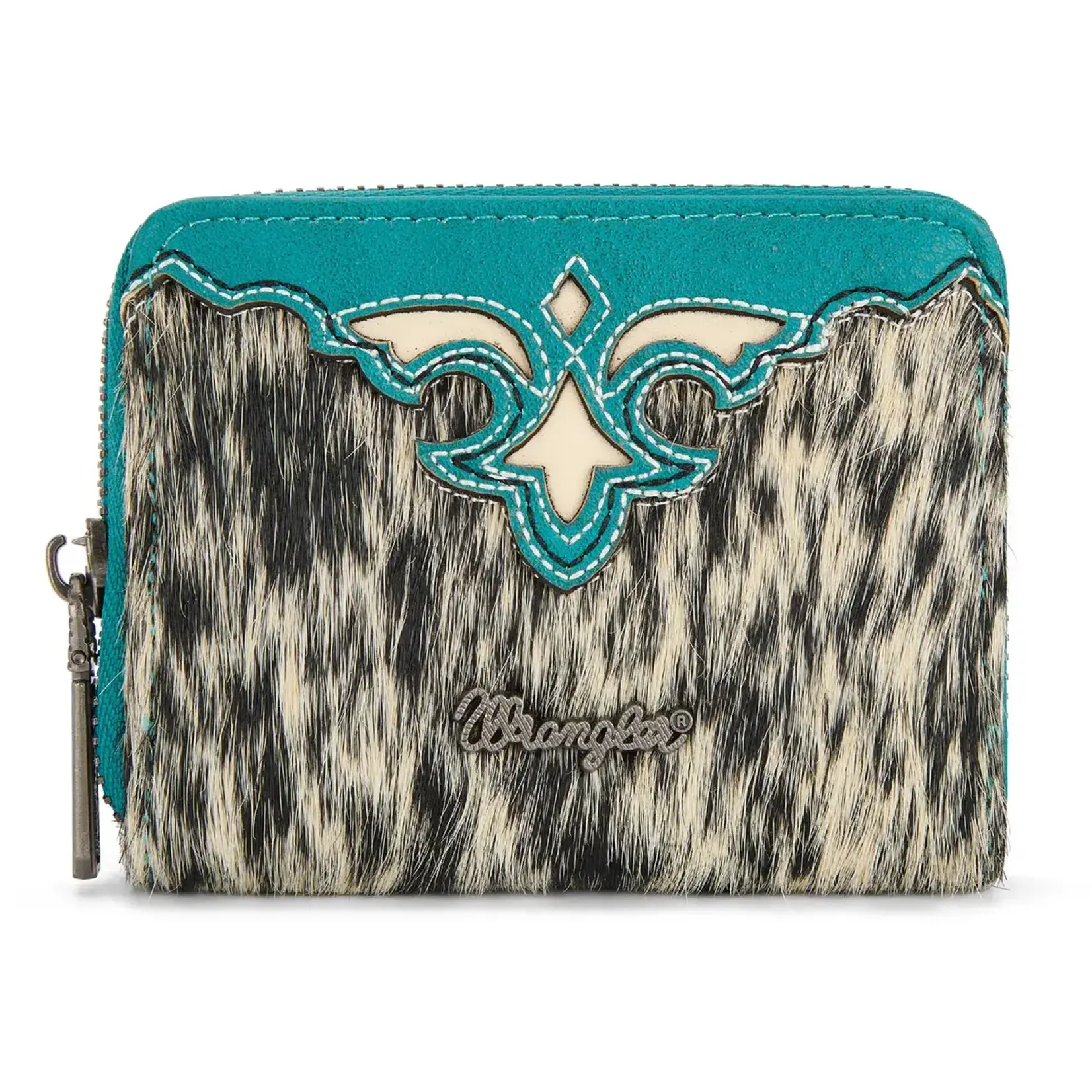 Wrangler WG322-W088TQ - Turquoise - Wrangler Genuine Hair-On Cowhide Zip-Around Wallet
