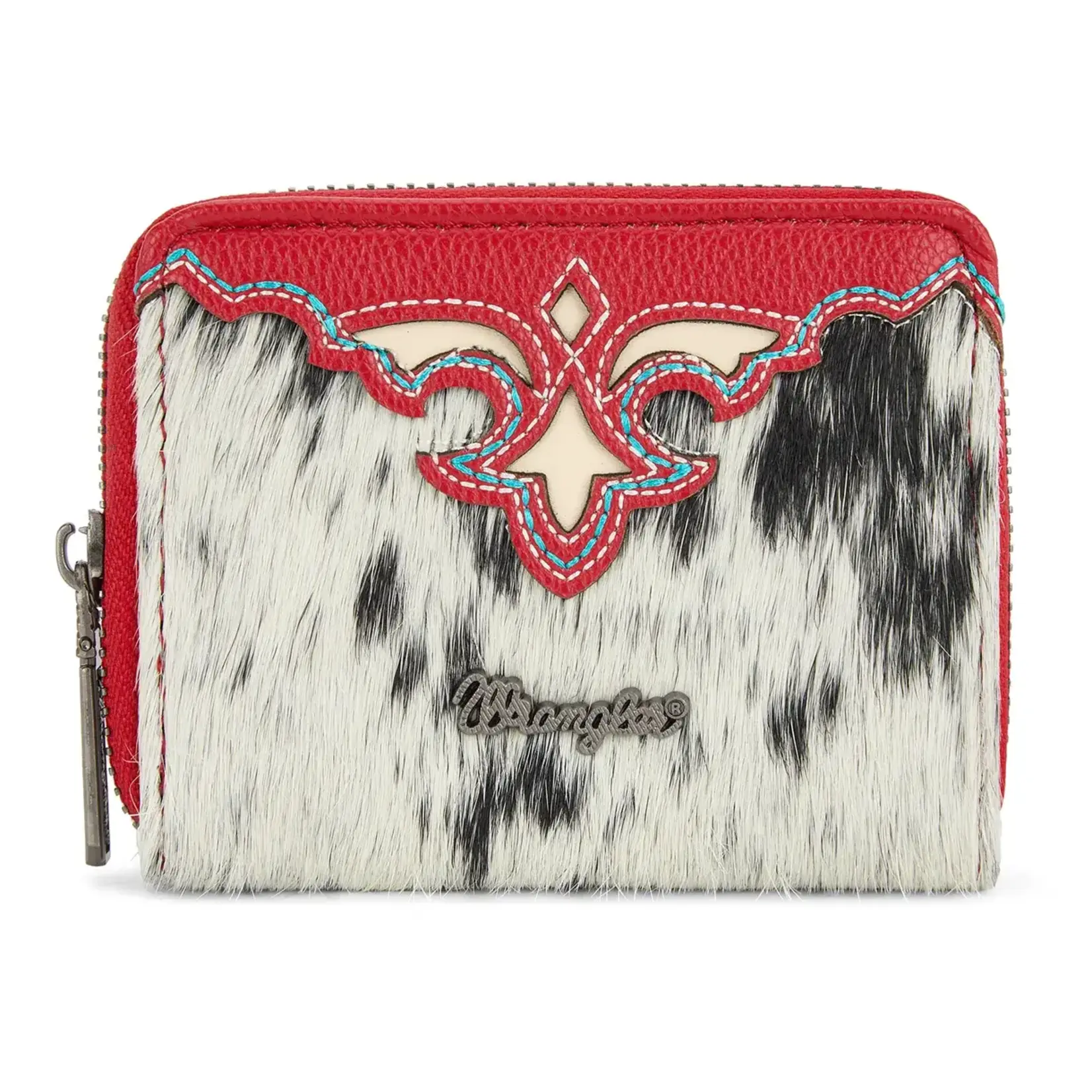 Wrangler WG322-W088RD - Red - Wrangler Genuine Hair-On Cowhide Zip-Around Wallet