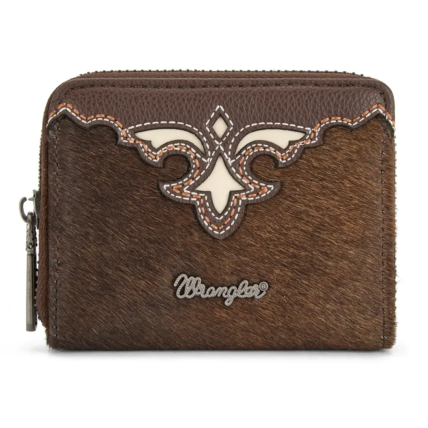 Wrangler WG322-W088CF - Coffee - Wrangler Genuine Hair-On Cowhide Zip-Around Wallet