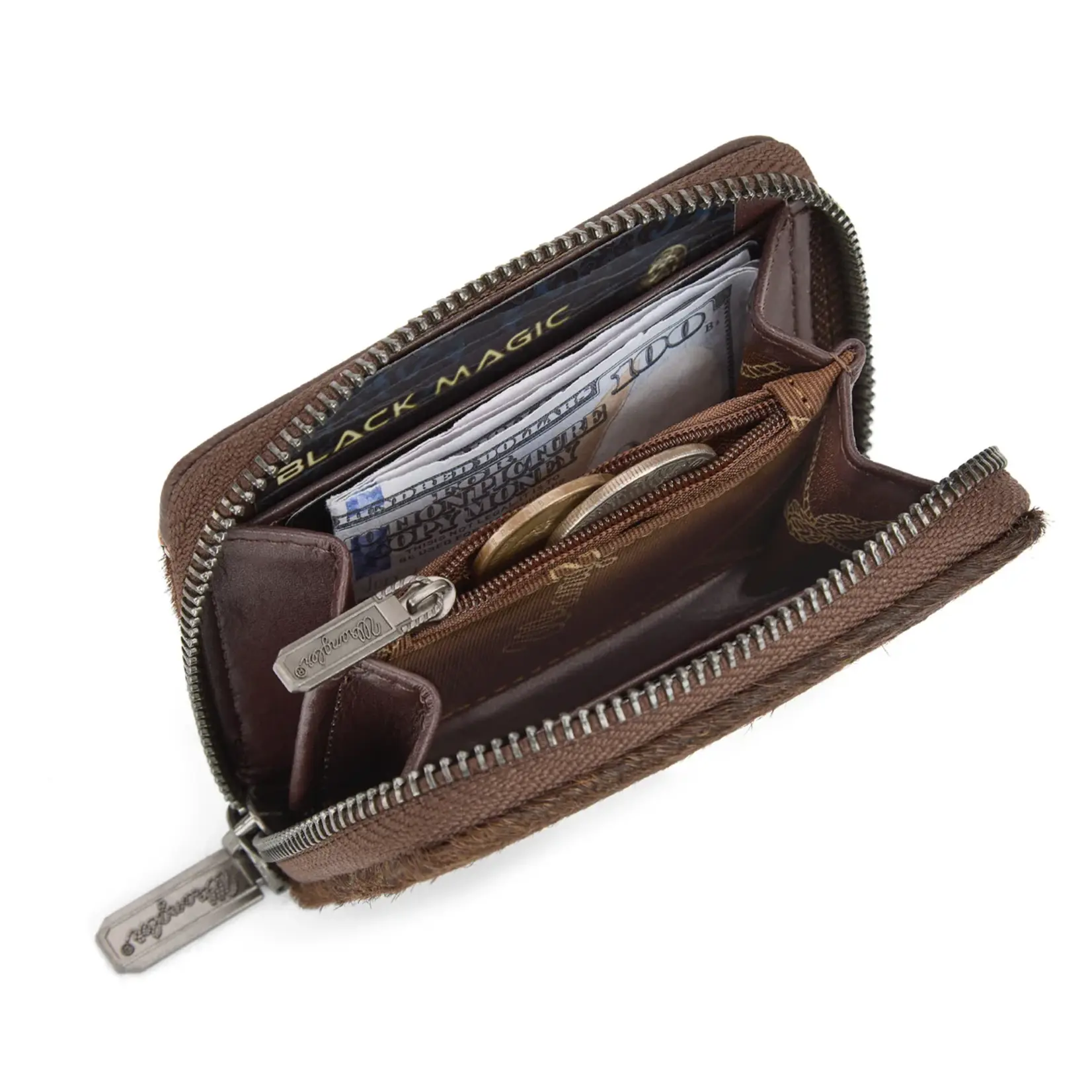Wrangler WG322-W088CF - Coffee - Wrangler Genuine Hair-On Cowhide Zip-Around Wallet