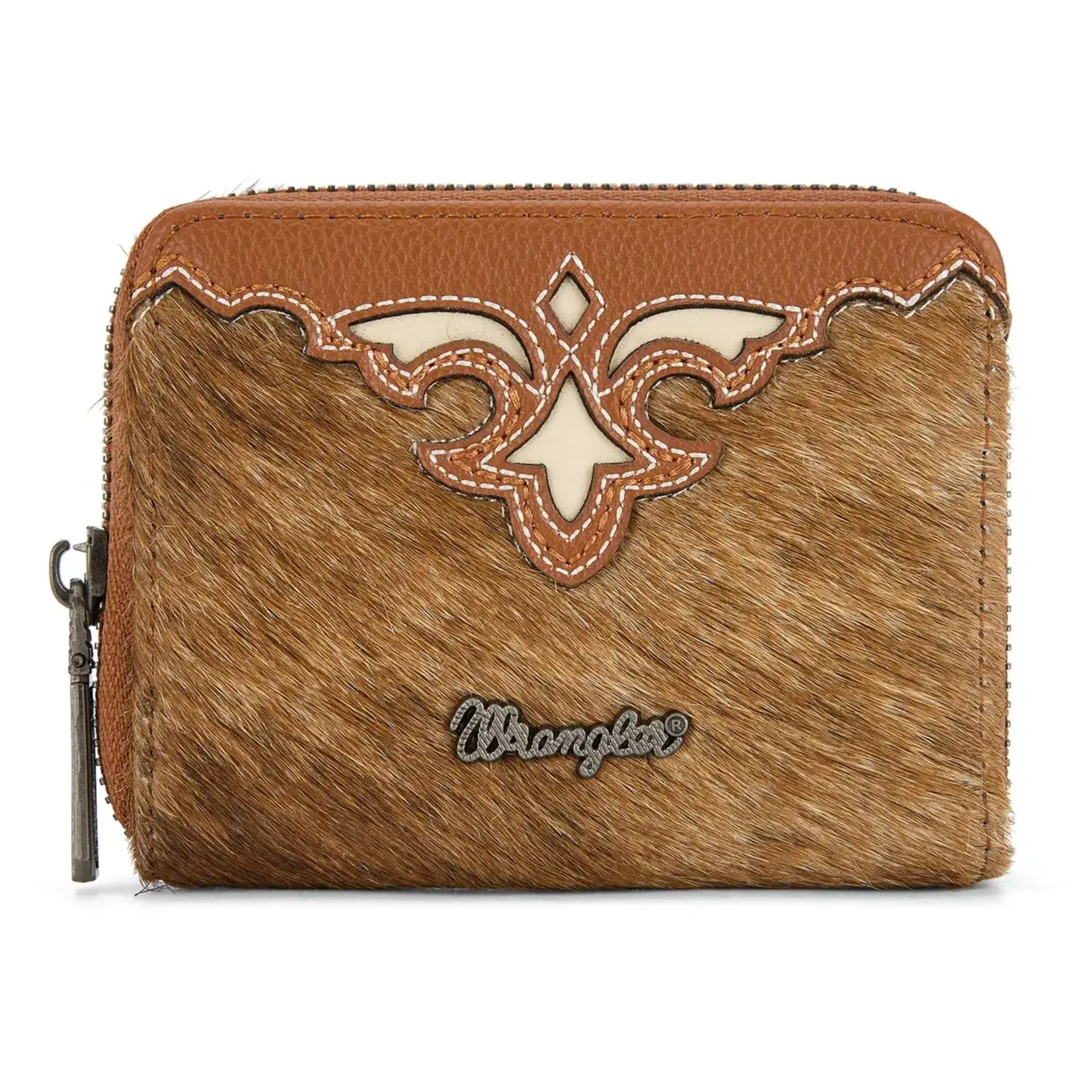 Wrangler WG322-W088BR - Brown - Wrangler Genuine Hair-On Cowhide Zip-Around Wallet