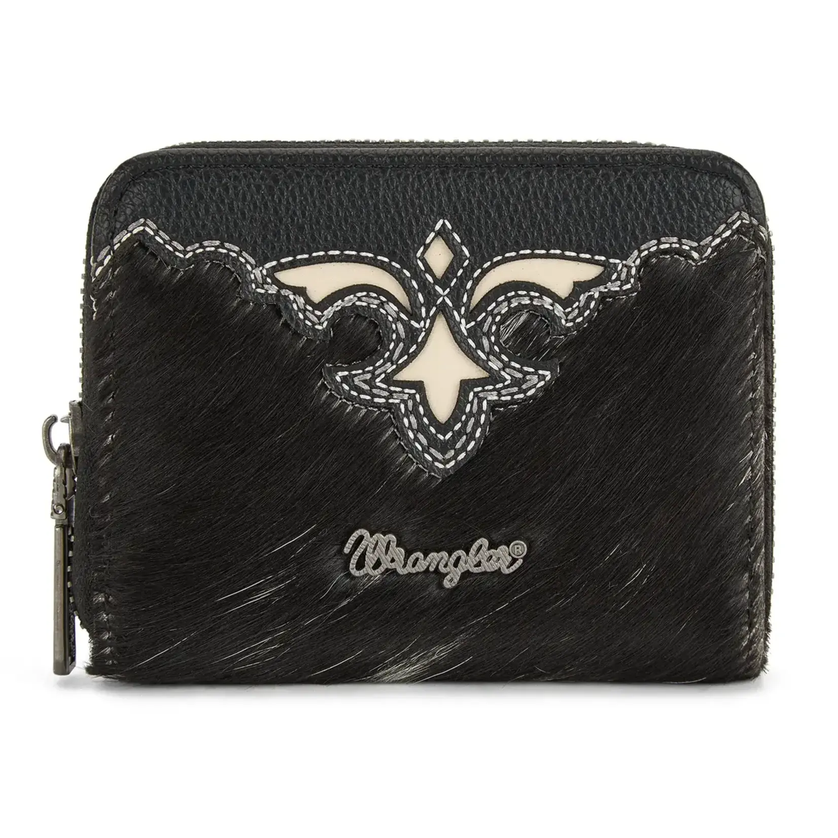Wrangler WG322-W088BK - Black - Wrangler Genuine Hair-On Cowhide Zip-Around Wallet