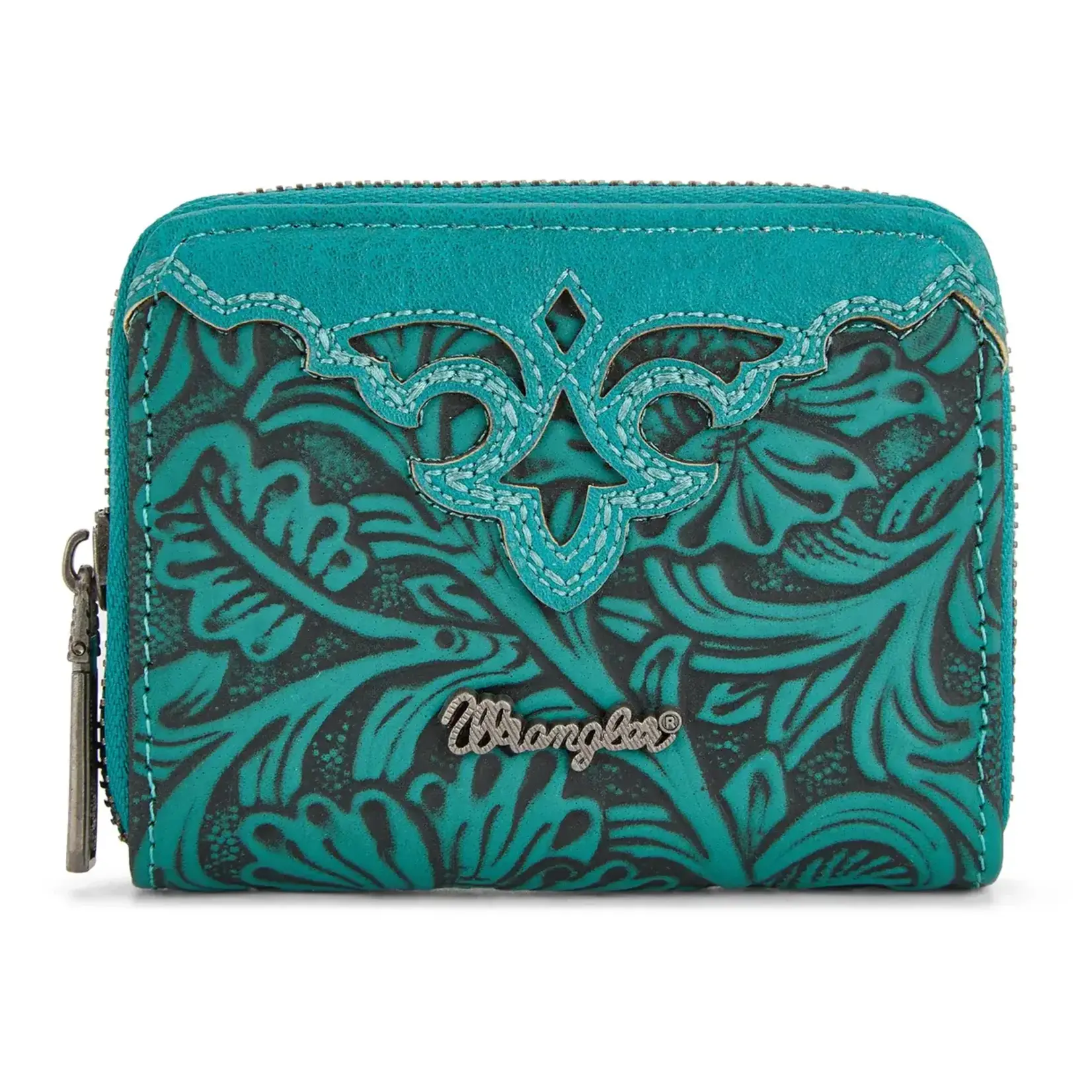 Wrangler WG322-W089TQ - Turquoise - Wrangler Tooled Zip-Around Wallet