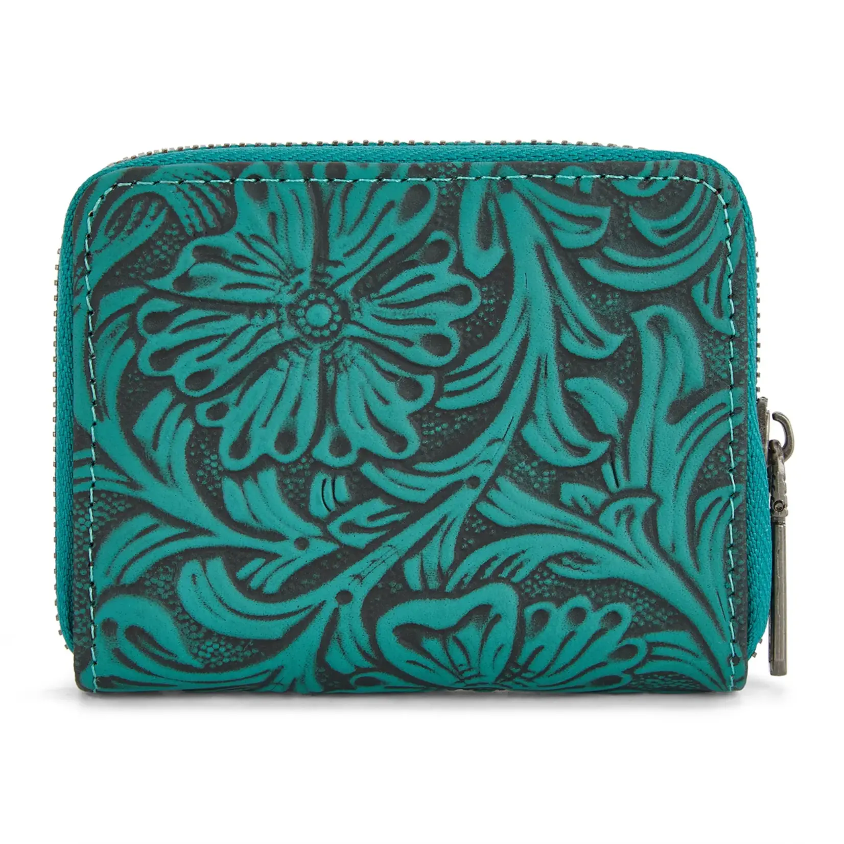 Wrangler WG322-W089TQ - Turquoise - Wrangler Tooled Zip-Around Wallet