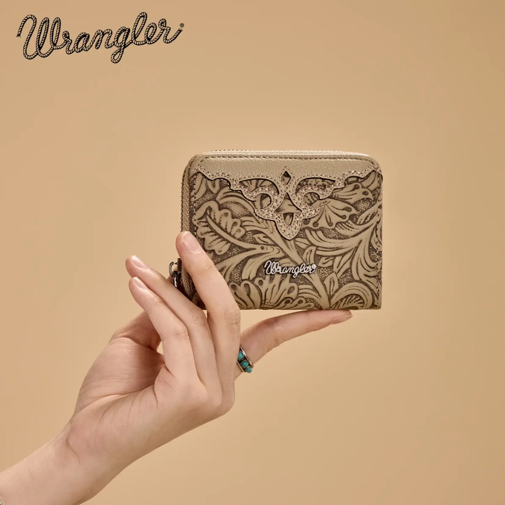 Wrangler WG322-W089KH - Khaki - Wrangler Tooled Zip-Around Wallet