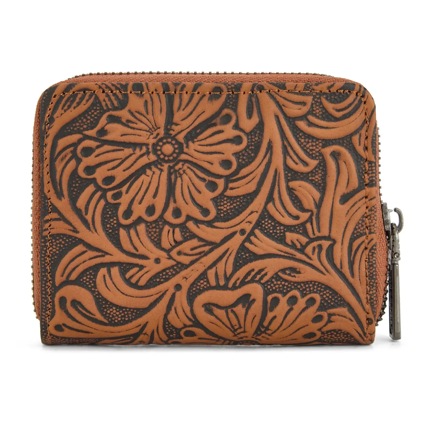 Wrangler WG322-W089BR - Brown - Wrangler Tooled Zip-Around Wallet