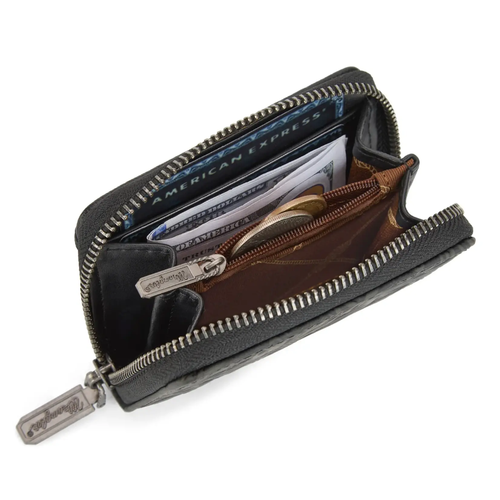 Wrangler WG322-W089BK - Black - Wrangler Tooled Zip-Around Wallet