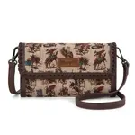Wrangler WG60-1812TN - Tan - Wrangler Vintage Retro Cowboy Cool Print Wallet/Crossbody