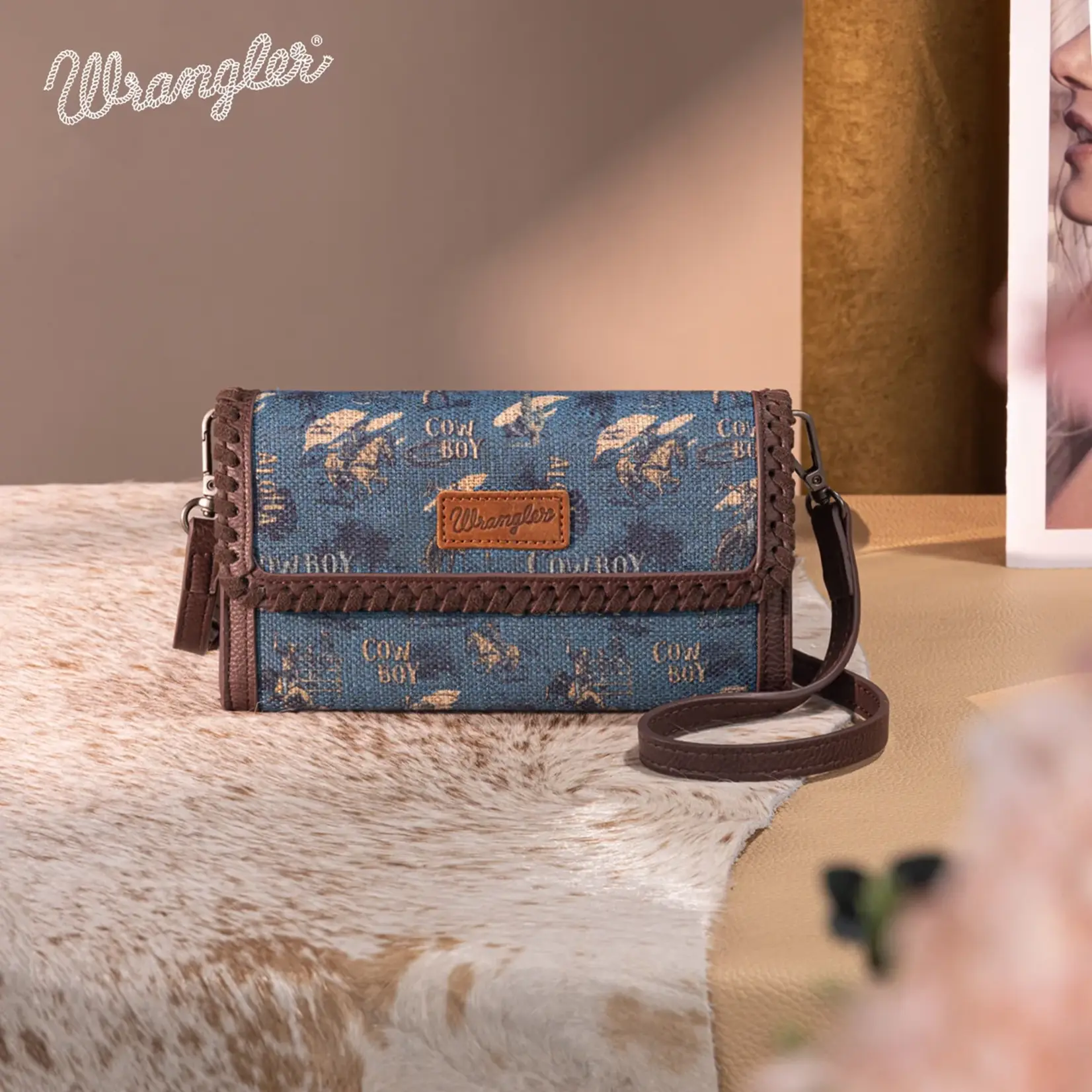 Wrangler WG60-1812JN - Jean - Wrangler Vintage Retro Cowboy Cool Print Wallet/Crossbody