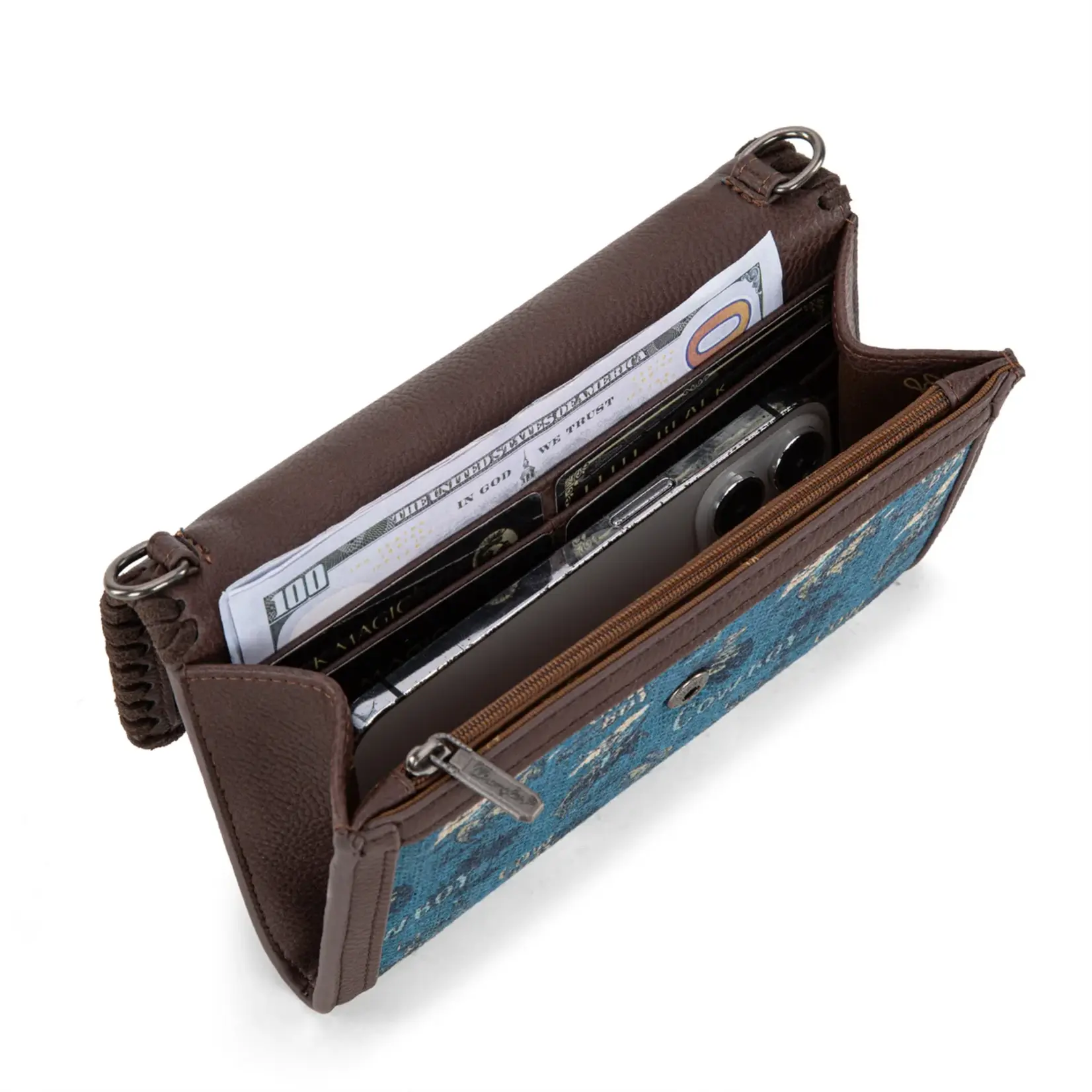 Wrangler WG60-1812JN - Jean - Wrangler Vintage Retro Cowboy Cool Print Wallet/Crossbody