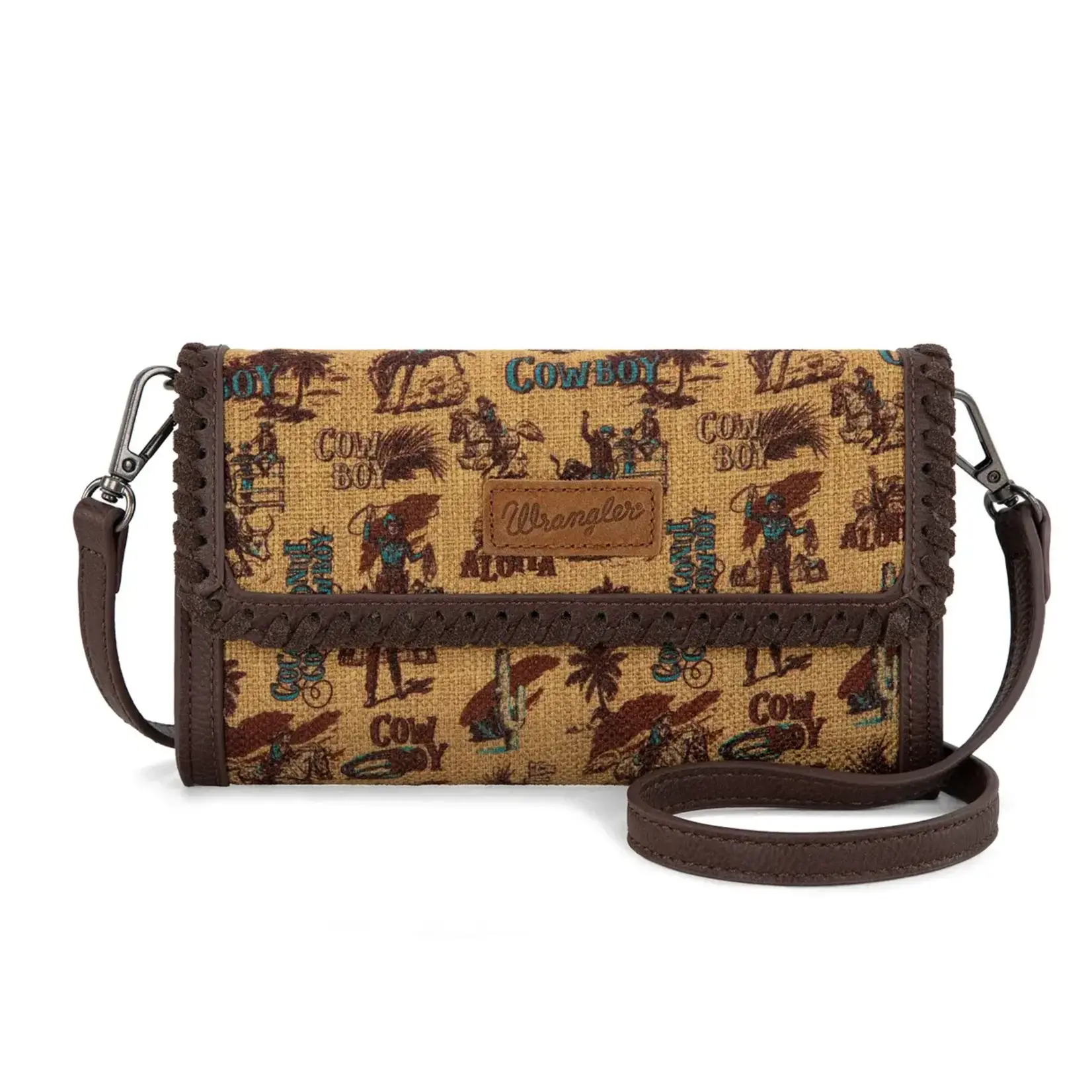 Wrangler WG60-1812DK-YL - Dark Yellow - Wrangler Vintage Retro Cowboy Cool Print Wallet/Crossbody