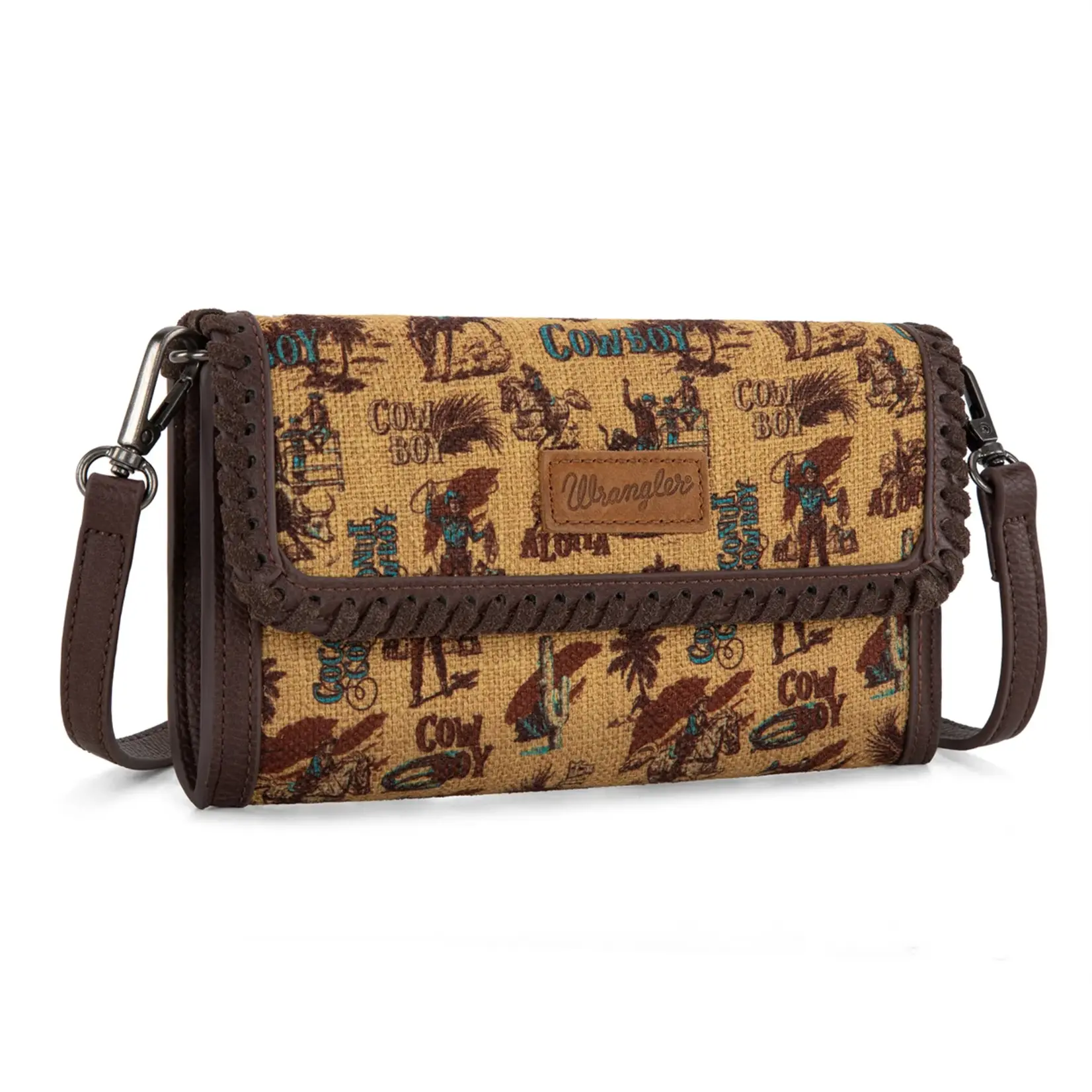 Wrangler WG60-1812DK-YL - Dark Yellow - Wrangler Vintage Retro Cowboy Cool Print Wallet/Crossbody