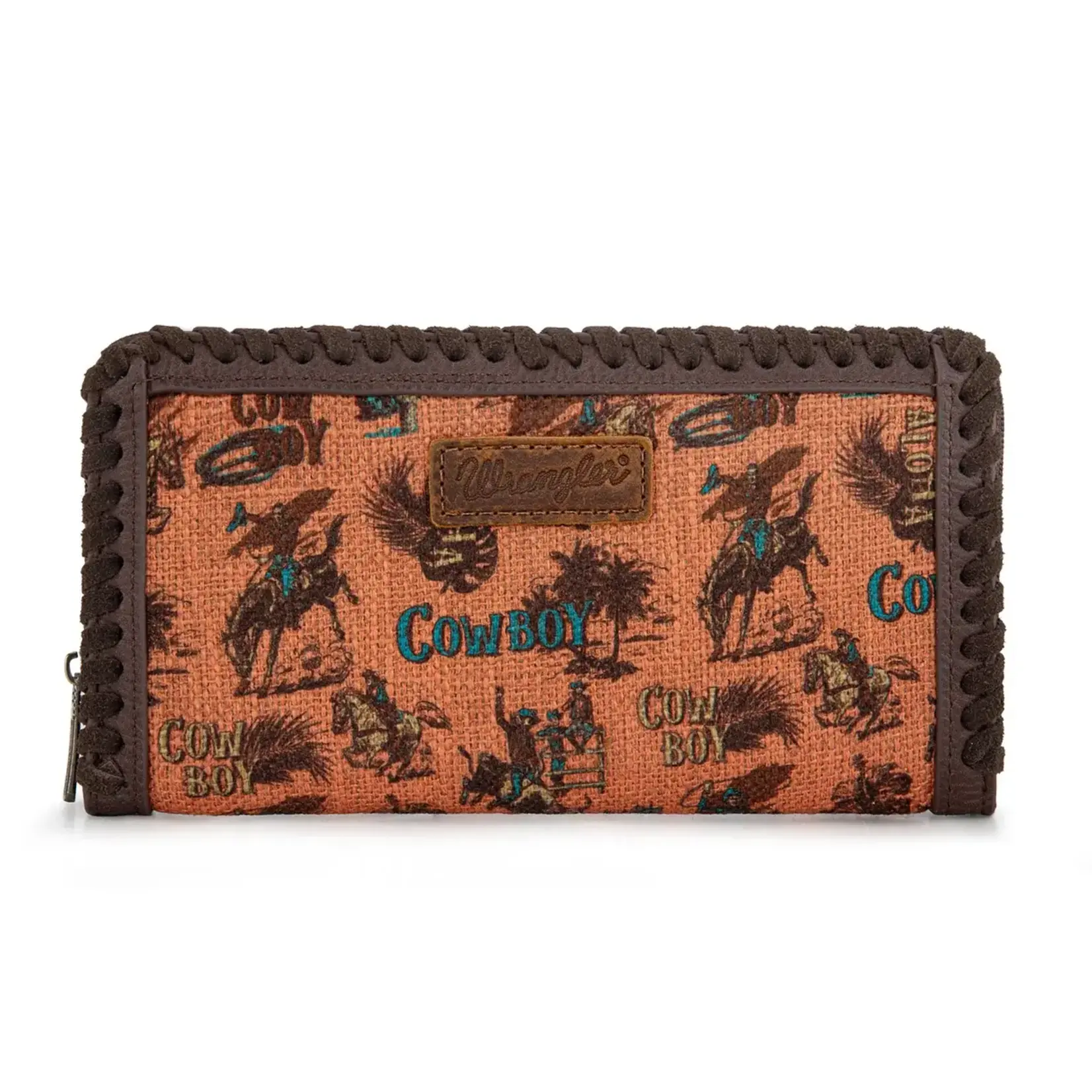 Wrangler WG60-W022DBR - Dark Brown - Wrangler Vintage Retro Cowboy Cool Print Wallet