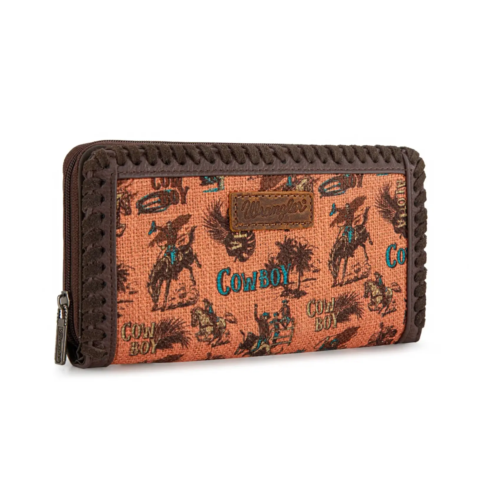 Wrangler WG60-W022DBR - Dark Brown - Wrangler Vintage Retro Cowboy Cool Print Wallet