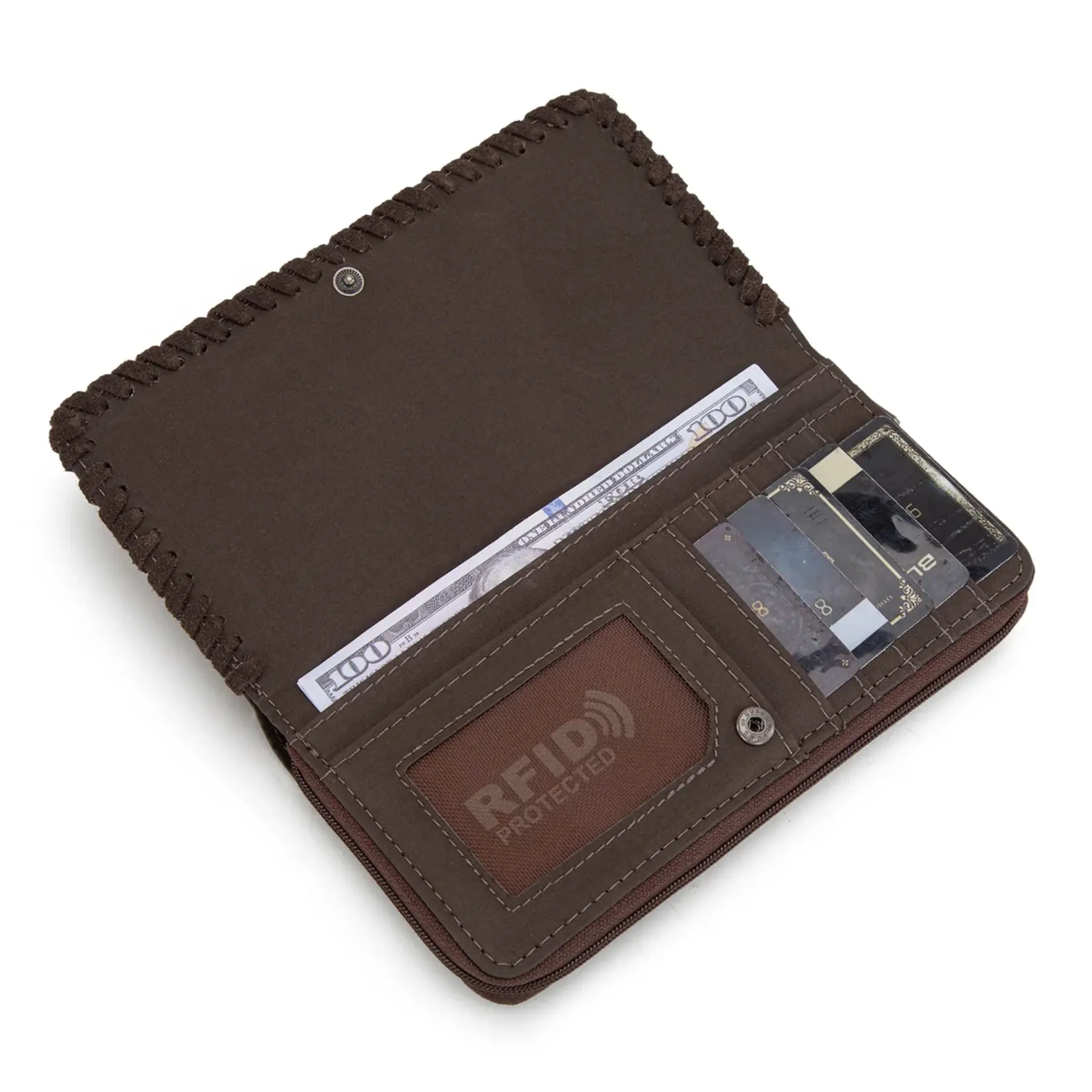 Wrangler WG60-W022DBR - Dark Brown - Wrangler Vintage Retro Cowboy Cool Print Wallet