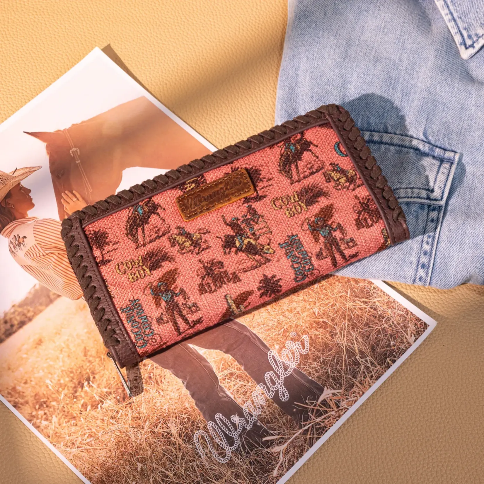 Wrangler WG60-W022HPK - Hot Pink - Wrangler Vintage Retro Cowboy Cool Print Wallet