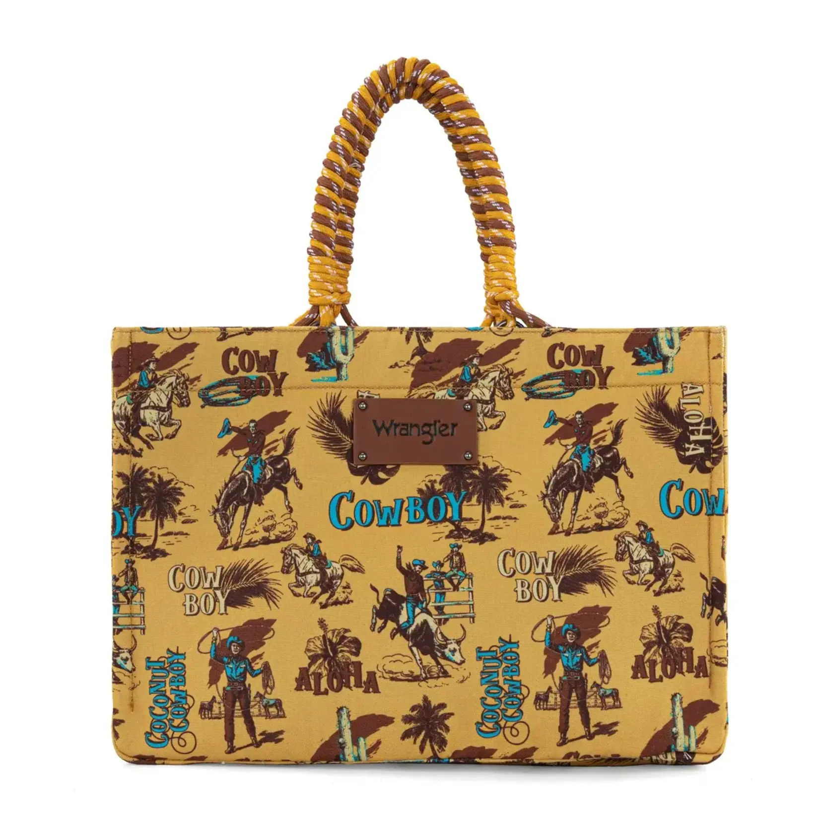 Wrangler WG284D-8119YL - Yellow - Wrangler COWBOY Dual Sided Print Canvas Wide Tote