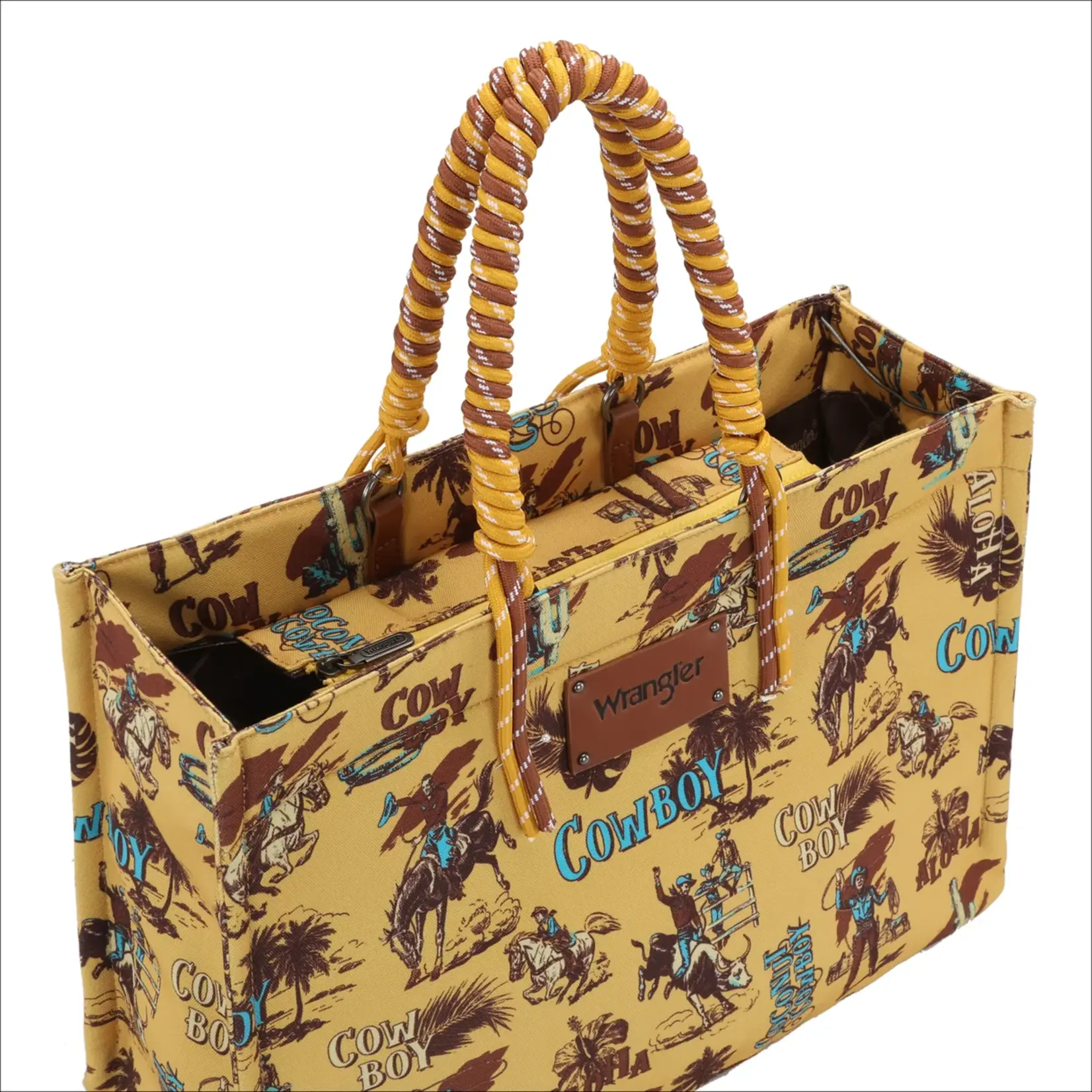 Wrangler WG284D-8119YL - Yellow - Wrangler COWBOY Dual Sided Print Canvas Wide Tote