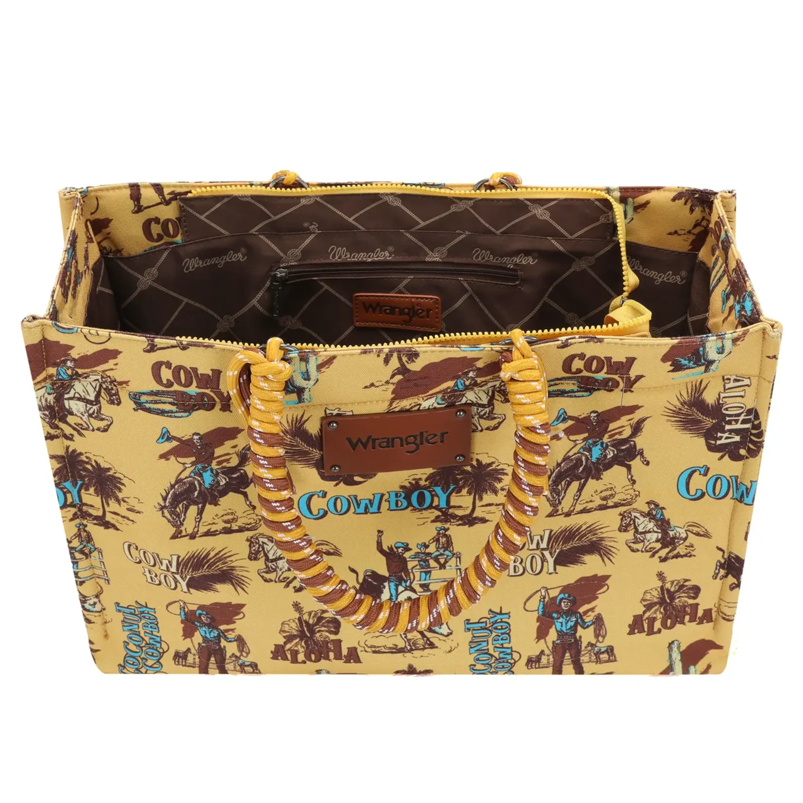 Wrangler WG284D-8119YL - Yellow - Wrangler COWBOY Dual Sided Print Canvas Wide Tote
