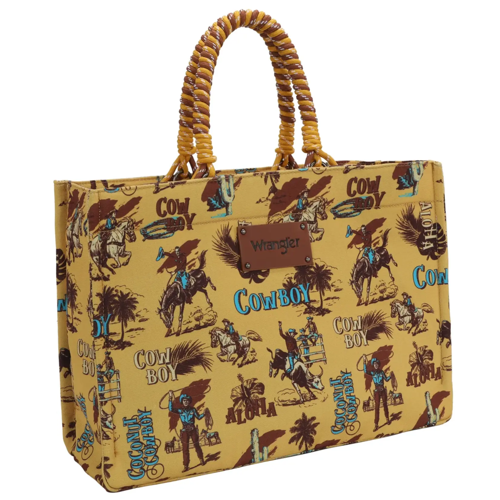 Wrangler WG284D-8119YL - Yellow - Wrangler COWBOY Dual Sided Print Canvas Wide Tote