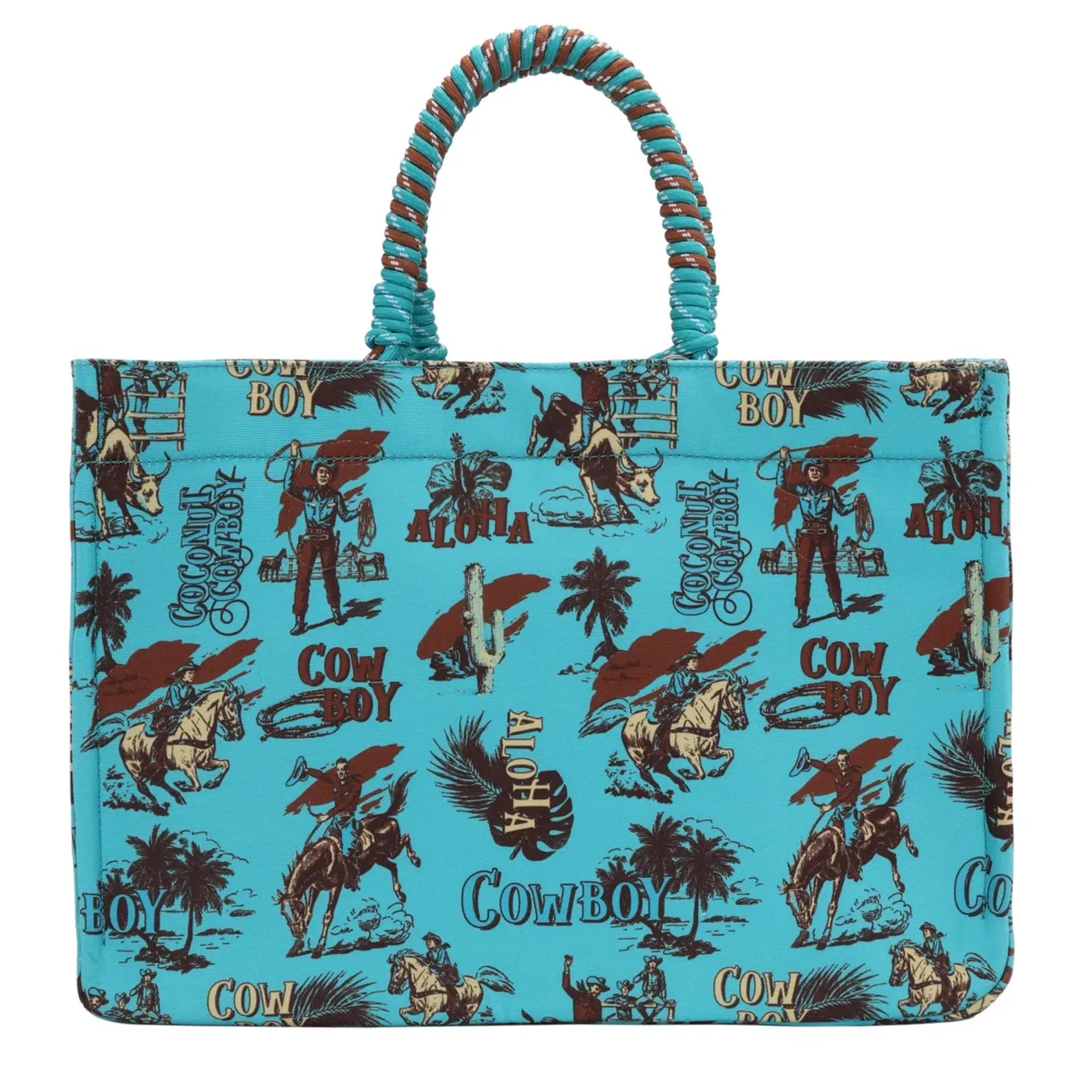 Wrangler WG284D-8119TQ - Turquoise - Wrangler COWBOY Dual Sided Print Canvas Wide Tote
