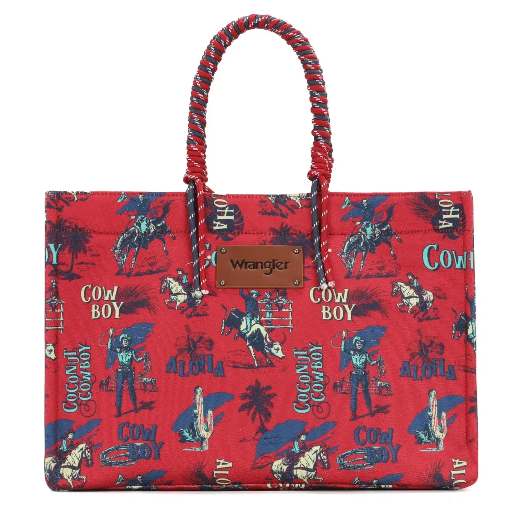 Wrangler WG284D-8119RD - Red - Wrangler COWBOY Dual Sided Print Canvas Wide Tote