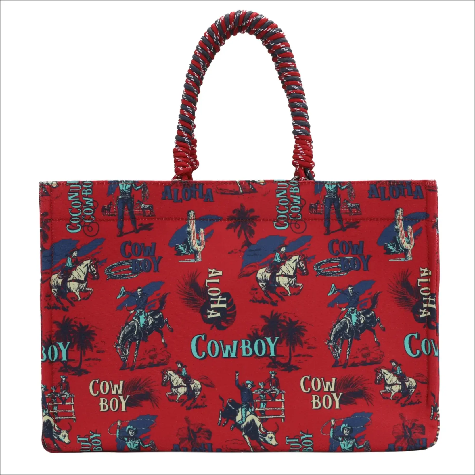 Wrangler WG284D-8119RD - Red - Wrangler COWBOY Dual Sided Print Canvas Wide Tote