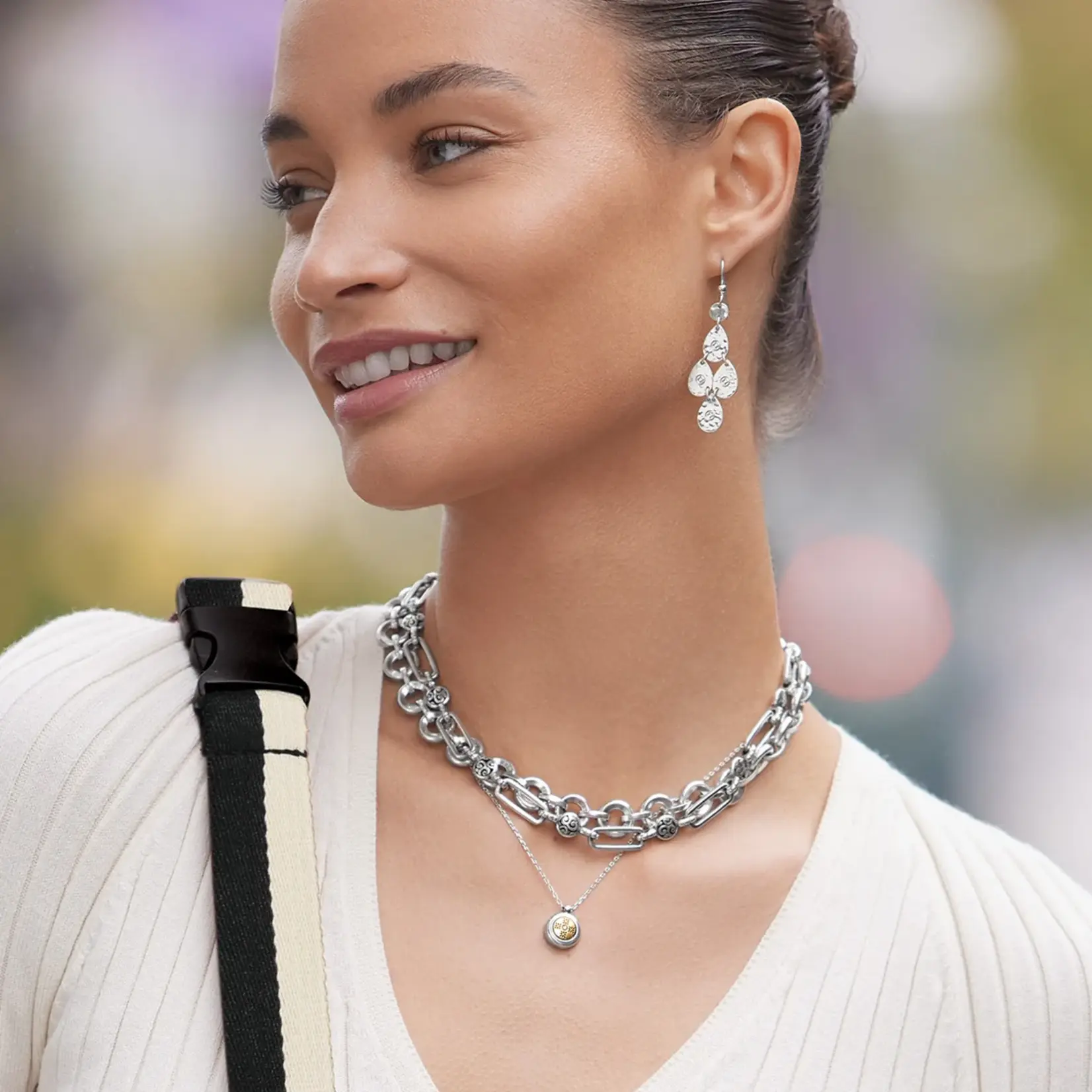 Brighton JM7613 Mosaic Round Two Tone Mini Necklace